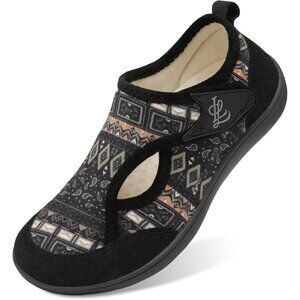 👑Women's Slippers Bohemian Knit Adjustable Arthritis House Shoes Hook and Loop